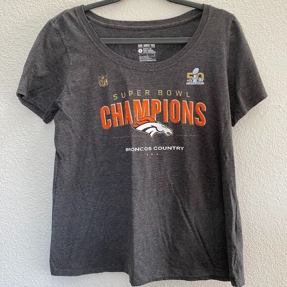 Denver Broncos Football Super Bowl 50 Champions Nike Gray T-Shirt Large - Picture 1 of 3